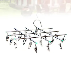 Hangers Drying Rack Space Saver Clothes Pegs Multi-functional Socks Racks Windproof Clothespin Hook Metal 20 With Swivel Hooks