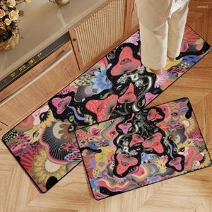 Carpets Kitchen Mat Floral Print Vibrant Color Wear Resistant Non-slip Mats For Easy Anti-fouling Protection Foot Pad