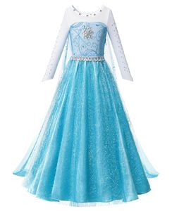 Gęsta sukienka dla dziewcząt z frezami Księżniczka sukienka Księżniczka Fanta kostium dziewczyna śnieżna królowa Halloween ubrania urodzinowe z długim płaszczem6986301