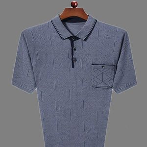 Polo estiva classica da uomo d'affari classica moda oversize comoda tendenza con taschino impiombato a contrasto di colore 240320