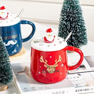 Tazze in stile Babbo Natale tazza in ceramica bere tazza per la colazione latte caffettiere bevande da cucina con cucchiaio regalo di Natale