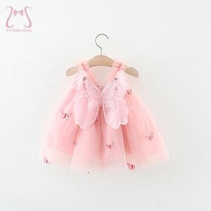 Summer Sweet Baby Girl Sleeveless Dress Princess Birthday Party Evening Dresses Lovely Butterfly Children Clothes For Kids 240403