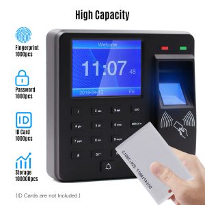 Recording 2.4 Inch Attendance Machine Fingerprint/Password/ID Card Recognition Time Clock Employee Checkingin Recorder Multilanguage