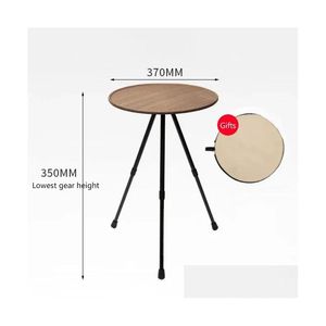 Handverktyg Cam Round Table With Light Stand Tralight Portable Folding Lamp Shelf Justerbara ben för picknick inomhus/utomhusdroppe DHQM6