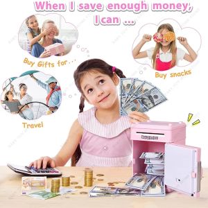 ATM Bank Toys for Kids Mini Automatic Safe Coins Cash Saving Money Box with Code Key Lock Coin Children Gifts