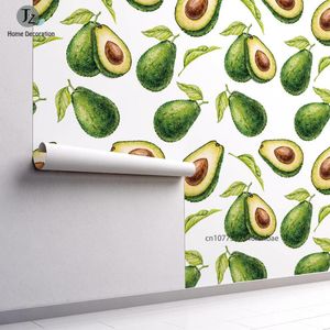 Wallpapers Avocado Fruits Self Adhesive Wallpaper Green Leaves Contact Paper Peel And Stick Cabinet Covering Bathroom Bedroom Wall Sticker