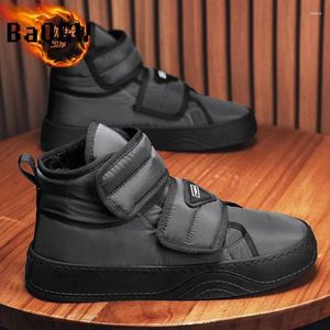 Casual Shoes Designer Winter Men's Waterproof Snow Boots Furry Warm Hookloop Fashion Outdoor High-Tops Skate Comfort Student