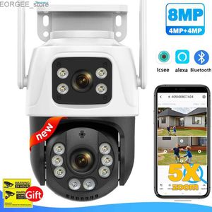 Andere CCTV -Kameras 8MP WiFi Camera Outdoor Dual Screen Überwachung Cam Security Protection CCTV PTZ AI Tracking Mini Street IP -Kamera ICSEE Y240403