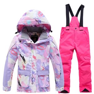 Pólos 2022 Terno de esqui de menina Inverno Moda ao ar livre Snowsuit Snowsuit Vente É à prova d'água à prova d'água de camisa de neve de calças de snowboard de snowboard respirável e respirável