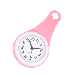 Wall Clocks Waterproof Clock Bathroom Mute Suction Cups Hanging (Pink Without )