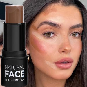 Naturlig ansiktsvattentät konturering av bronzer markör sticker glitter silkeslen näsa skugga blusher korrigerare ansikte makeup