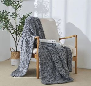 Blankets 2024 Brand Stripe Plaid Blanket Fluffy Soft Iceland Yarn Hand Crochet Sofa Throw Home Decorative Gray Knitted