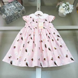 Neue Mädchen Partydress Kinder Designer Kleidung hellrosa Design Baby Rock Größe 100-160 cm Tiermuster Prinzessin Kleid 24April