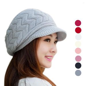 Viseiras moda feminina chapéu de malha chapéu tampa ouvido de inverno areia mais quente scullies tampa de esqui neve crochet bonnet cor sólida cor