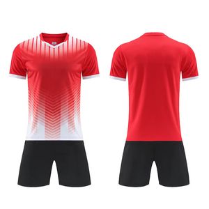 Anpassad fotbollströja enhetlig tom kort hylsa fotbollsskjorta sublimerad fotbollsskjortor blå vit röd grön
