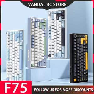 Trådlöst mekaniskt Gamer Keyboard 3 -läge 2.4G USB Bluetooth -tangentbord -Swap 80Key RGB -spel för bärbar dator PC