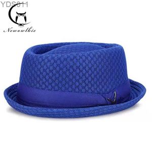 Wide Brim Hats Bucket British jazz hats breathable mesh flat visitor str beach vintage foldable sun casual Panama yq240403