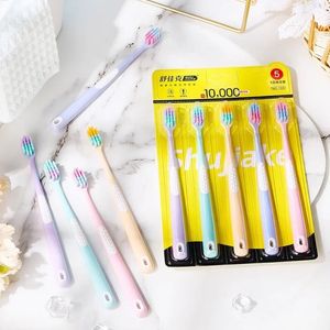 2024 5Pcs Toothbrush Ultra Soft Bamboo Charcoal Adult Clean Care Gums Fine Hair Home Unisex Family Wear Tooth Brush Oral Care Tools Sure,