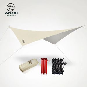 Skyddsrum aricxi 210t rutig strand sol skydd tarp tält skugga ultralight uv trädgård markis canopy sunshade utomhus camping hängmatta regn fluga