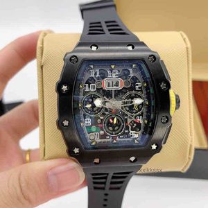 豪華なデザイナーメンズ41mmメカニカルオートマチックムーブメントウォッチリチャルMサファイアウォータープルーフグライドバックルファッション腕時計XZBZを見る