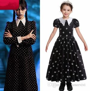 Kids floral printed long dresses girls patchwork color lapel puff sleeve cosplay party dress kids princess clothes Z1764