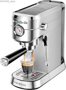 Kaffebryggare casabrews espressomaskin 20 bar professionell espressomaskin med mjölkskum ångpinne kompakt kaffemaskin y240403