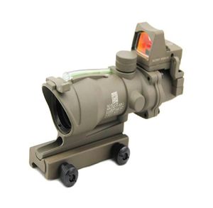 New Tactical Trijicon ACOG 4x32 Real Fiber Source Green Illuminated Rifle Scope w RMR Micro Red Dot Dark Earth6954286