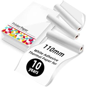 Paper Phomemo White Glossy Sticker Paper Thermal Paper Printable Adhesive Label Paper for M04S M04AS Printer 107mm x 3.5m, 3 Rolls