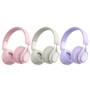 Headphones Apricot /Pink /Purple Metal Kids Headphones Bluetooth Wireless Volume Limited Childrens 10 Meters Headmounted Headset
