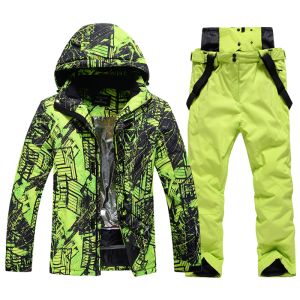 Boots Ski Suit Men's Super Warm Thicken Waterproof Windproof Winter Snow Suits Skiing And Snowboarding Jackets + Pants Brands Overalls