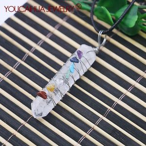 Pendant Necklaces 60x12mm Natural Stone Irregular Crystal Handwoven Necklace Multicolor Chalcedony Women's Jewelry Party/Birthday Gifts