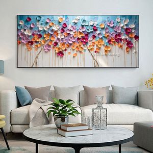 Abstract Colorful Flower Oil Painting On Canvas Large Wall Art 100% Hand Painted Canvas Painting Blossom Floral Painting Minimalist Art Custom Living Room Decor