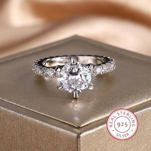 Cluster Rings Creative Flower Shape Ring Super Shiny 4A Full Diamond Zircon Fine SMEE sach 925 Sterling Silver Bridal Wedding Engagement