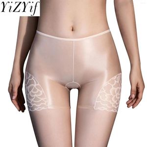 Kadın Panties Sheer Petrol İpek iç çamaşırı sorunsuz boksör brifingler serin esnek boyshorts sıkı spor elastik parlak bisikletçisi şort