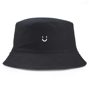 Ball Caps Smiling Face Embroidered Fisherman Hat Women's Cute Sunscreen Bowl Men's Outdoor Sunshade