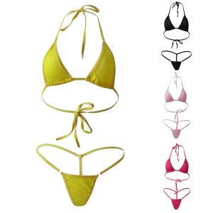 Letnie stroje kąpielowe dla dziewcząt 2PCS Lady Sexy Solid Color Canter Mini Bra G-String Bikini Set Squims stroje