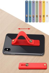 Candy Color Finger Ring Holder Silicon Phone Handband Holder för iPhone -armband Rem Push Pull Grip Stand Bracket Whole6541044