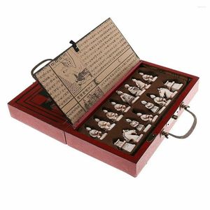 Dekorative Figuren Holz antike chinesisches Schach geschnitztes Krieger Sammlerstückset Klappbrettspiel