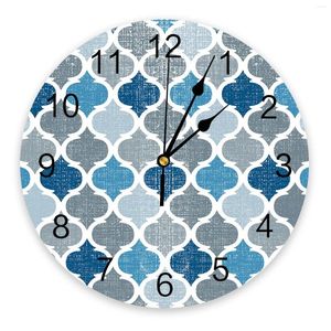 ウォールクロックヴィンテージ幾何学青モロッコレトロ3D時計モダンデザインリビングルーム装飾キッチンアートウォッチホームデコレーション