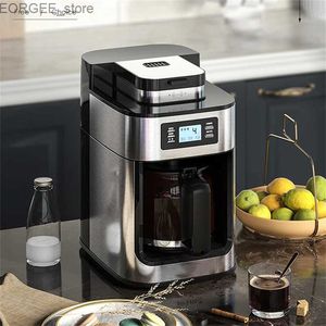 Coffee Makers 1000W coffee machine household automatic LED display screen bean grinder fresh grinding of American espresso tea milk Y240403