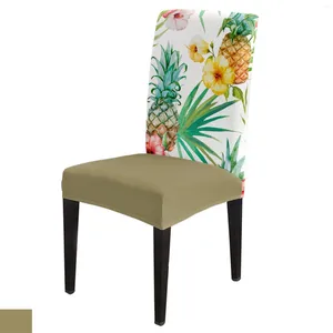 Coperture della sedia Foglie tropicali estive Fiori di ananas copri pranzo spandex set di decorazioni per la scrivania set di decorazioni per ufficio