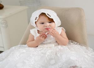 Neue Mädchen Taufe Kleider mit Hut Spitze ärmellose Kleinkinder Taufkleid Taufkleider Mädchen Prinzessin Hochzeitskleid 6018564