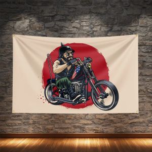 Cafe Racer Motosiklet Bayrağı Polyester Dijital Baskı Klasik Moto Banner