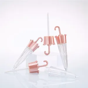 Förvaringsflaskor 10st 5,5 ml mini paraply läppglasyrrör diy läppstift kosmetisk prov flaska tom munnen röd självgjorda glansbehållare