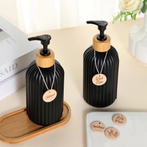 Hands and Dishes Soap Dispenser Bottle with Tag Pump Soap Container for Shampoo Conditioner Body Wash Countertop Organizer