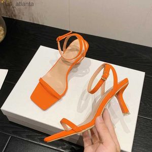 Scarpe eleganti Liyke Fashion Square Arance Sandals sottili tacco basso tacco a basso tallone Roma Gladiatore estivo Donne Casual Banda Straccia Sandalia H240403