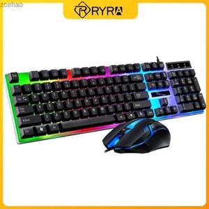 Keyboards RYRA keyboard and mouse kit G21B-RGB-BA mechanical gaming keyboard and mouse combination cable RGB LED for computer laptop gaming consoleL2404