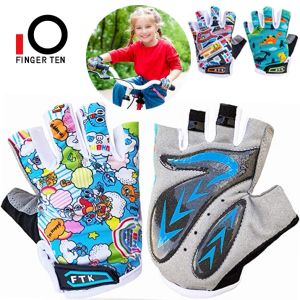 Handskar 1Pair Gel Padding Cycling Handskar Halvfinger Hand Rain Grip Het Våt utomhuscykelhandske 212 Kids Junior Boy Girl Drop Shipping