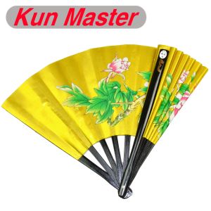 Arts Kun Master 34 cm Bamboo Chinese Kung Fu Tai Chi Fan Gold con Peony Design Due lati Cover Match GRATUITA