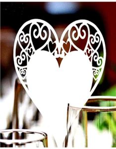 Lazer Kesme Kalp Şarabı Cam Kart Masa Adı Yer Eskort Kupası Kart Partisi Düğün Süslemeleri Ev 200pcslot 7236773